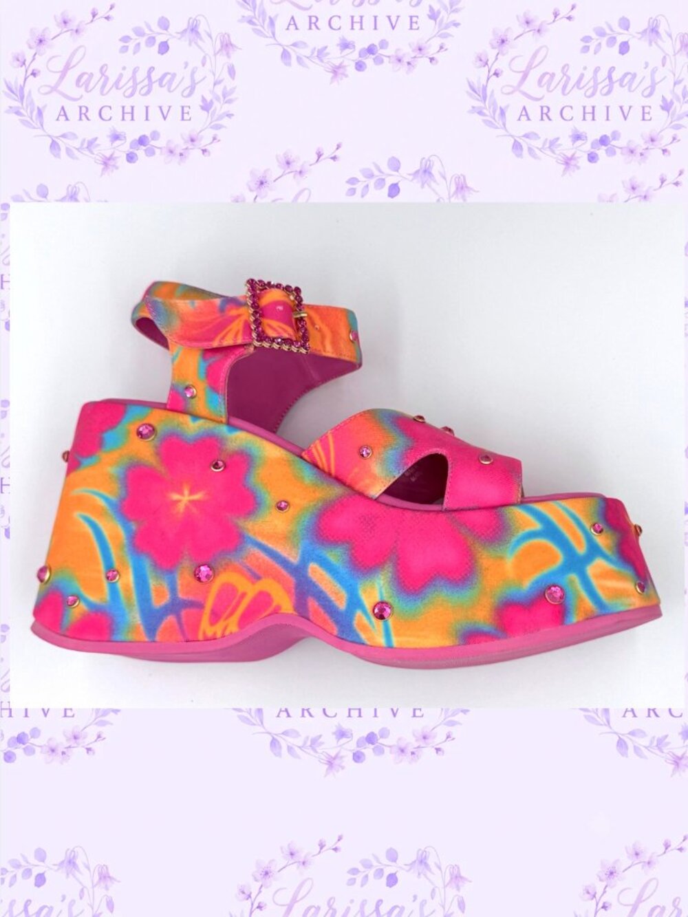 Club Exx by Dolls Kill | "Island Time" Neon Platform Sandals | Size 7 - Picture 3 of 16